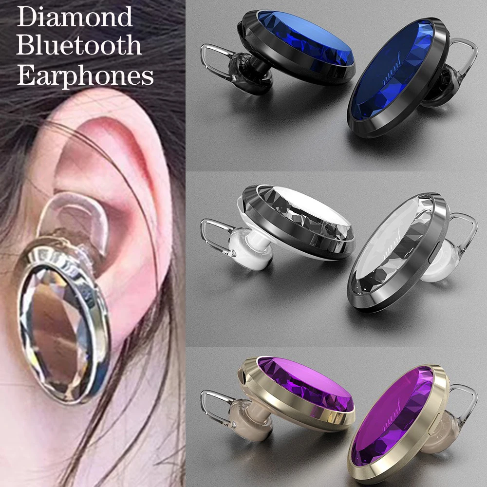 Diamond Earhones Earring Bluetooth 4.1 Wireless Earset Earbuds No need