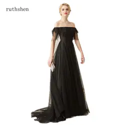 Ruthshen 2018 пикантные черные сапоги длинное вечернее платье с открытыми плечами Vestidos De Festa Longo Цветочные Дамы Вечерние платья 2018 Новое