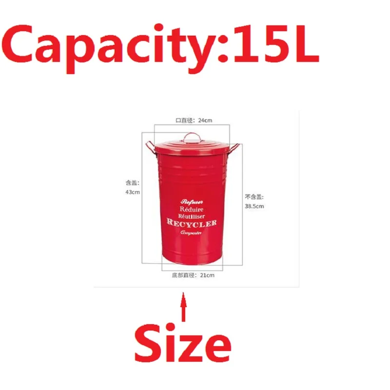 1 шт. Capacity15L покрытая железная рисовая бочка длинная бочка для мусора грязная одежда хранение мусора бутылки Многофункциональные бытовые