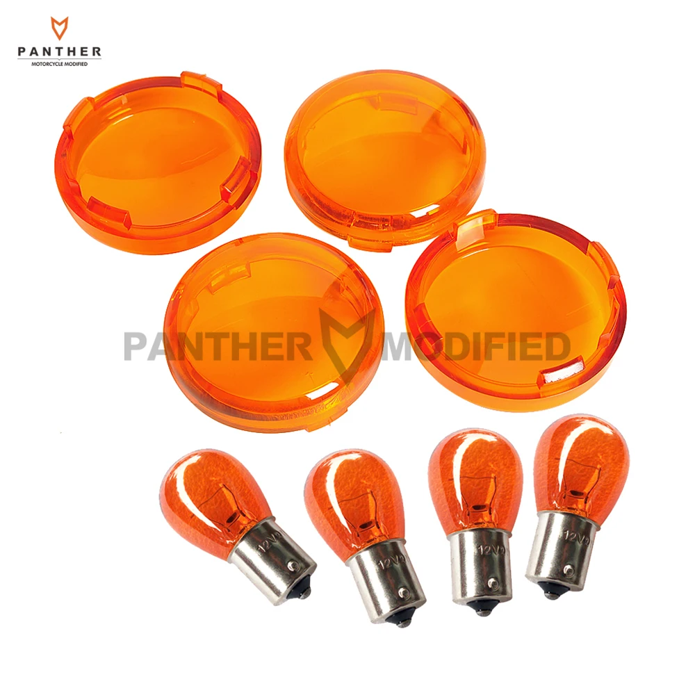 

4 Pcs Smoke Motorcycle Turn Signal Lights Indicator Lens Cover Case for Harley Dyna Softail Sportster XL883 XL1200 2002-2015