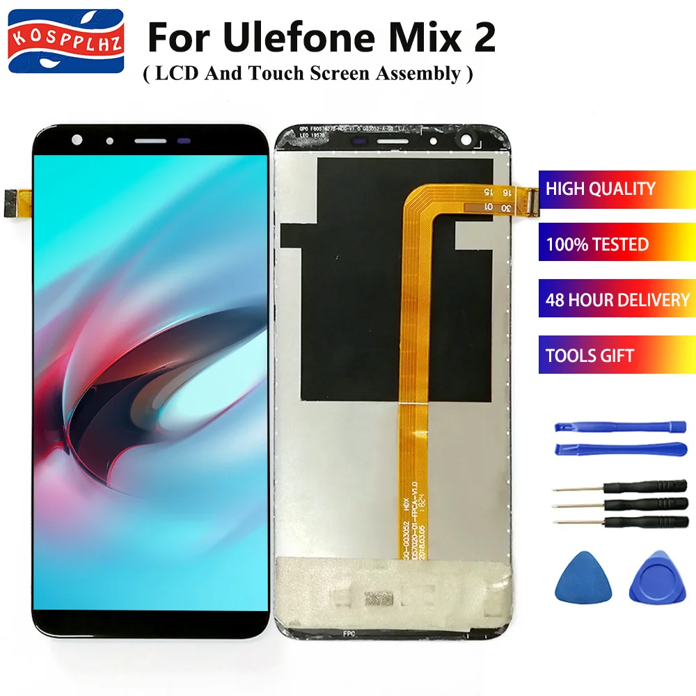 

KOSPPLHZ 100% Tested For Ulefone Mix 2 LCD Display+Touch Screen Assembly Digitizer Sensor Replacement Ulefone Mix2 +tools
