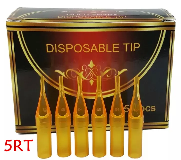 

UPTATSUPPLY 5RT 50PCS/lot Round Disposable Yellow Plastic Tips Steriled Assorted Plastic Tattoo Tubes for Tattoo Supplies