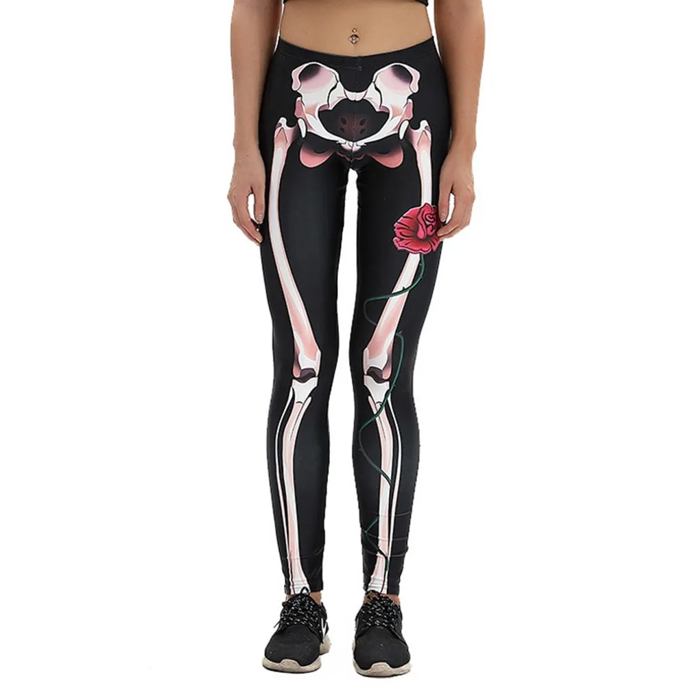 Gothic Fitness Leggings Women 2018 Halloween 3D Skull Skeleton Print