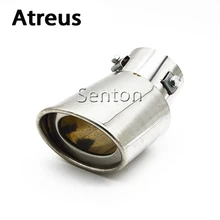 Atreus1pcs Chrome Stainless Steel Automobiles Car Rear Round Exhaust Muffler Tip Modified Car Tail Throat Liner pipe Accessories