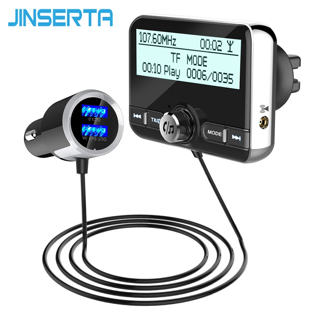 

JINSERTA DAB Audio Receiver Bluetooth Car Kit MP3 Music Player TF FM Transmitter QC3.0 USB Fast Charger DC 12-24V