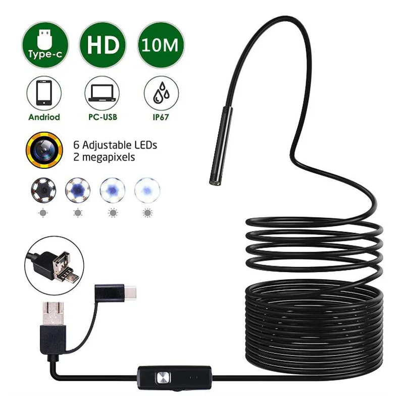 Эндоскопическая камера 3 в 1 7 мм USB 10 м|Бороскопы| |