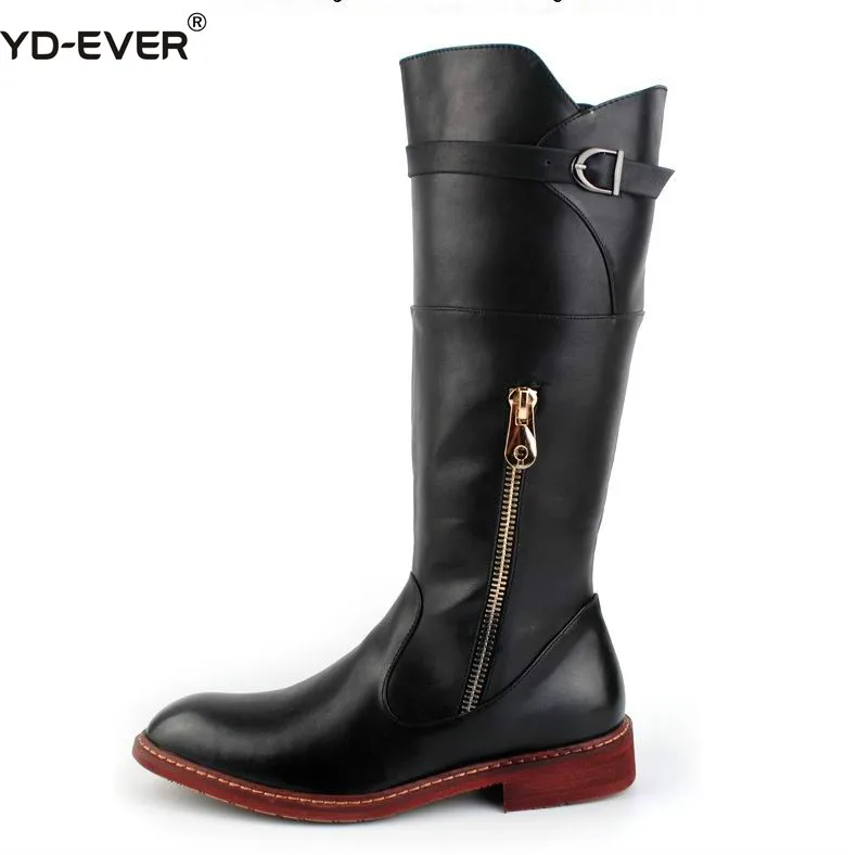 

British Trend Red Knee High Boots Men Round Toe Cowboy Leather Martin Long Boots Man Riding Boot Winter Motorcycle Shoes