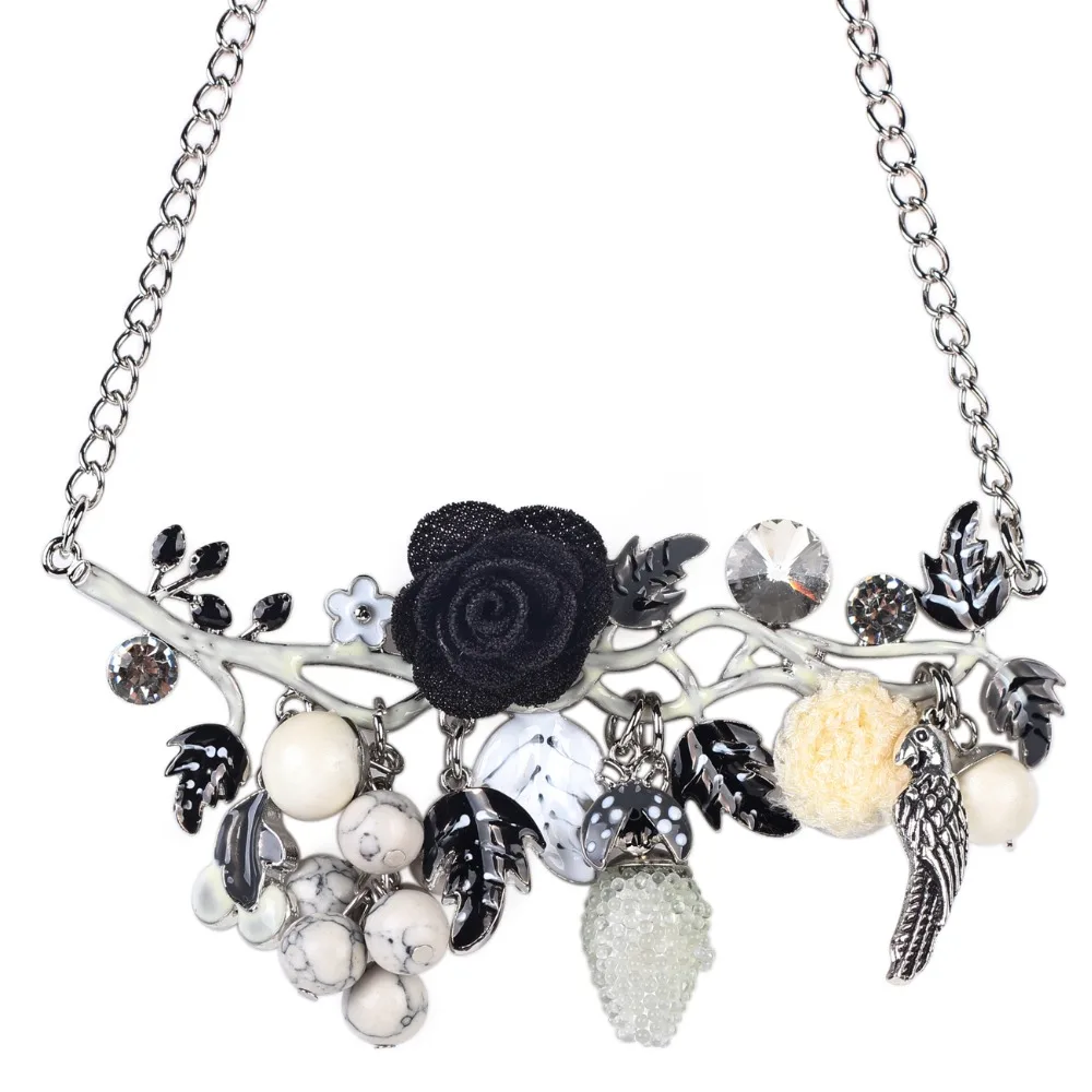 WEVENI массивное металлическое ожерелье-чокер с цветами, фруктами, кисточками, деревом и растением, кулоны на цепочке, модные ювелирные изделия с эмалью для женщин