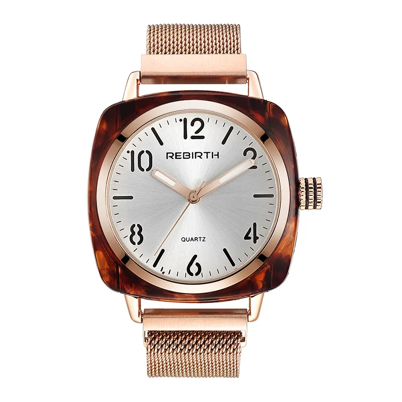 Женские роскошные часы Миланского магнитного сетчатого ремешка, наручные часы, новая мода, квадратный чехол, часы для женщин и девочек, уникальные подарки, часы - Цвет: Rose Gold