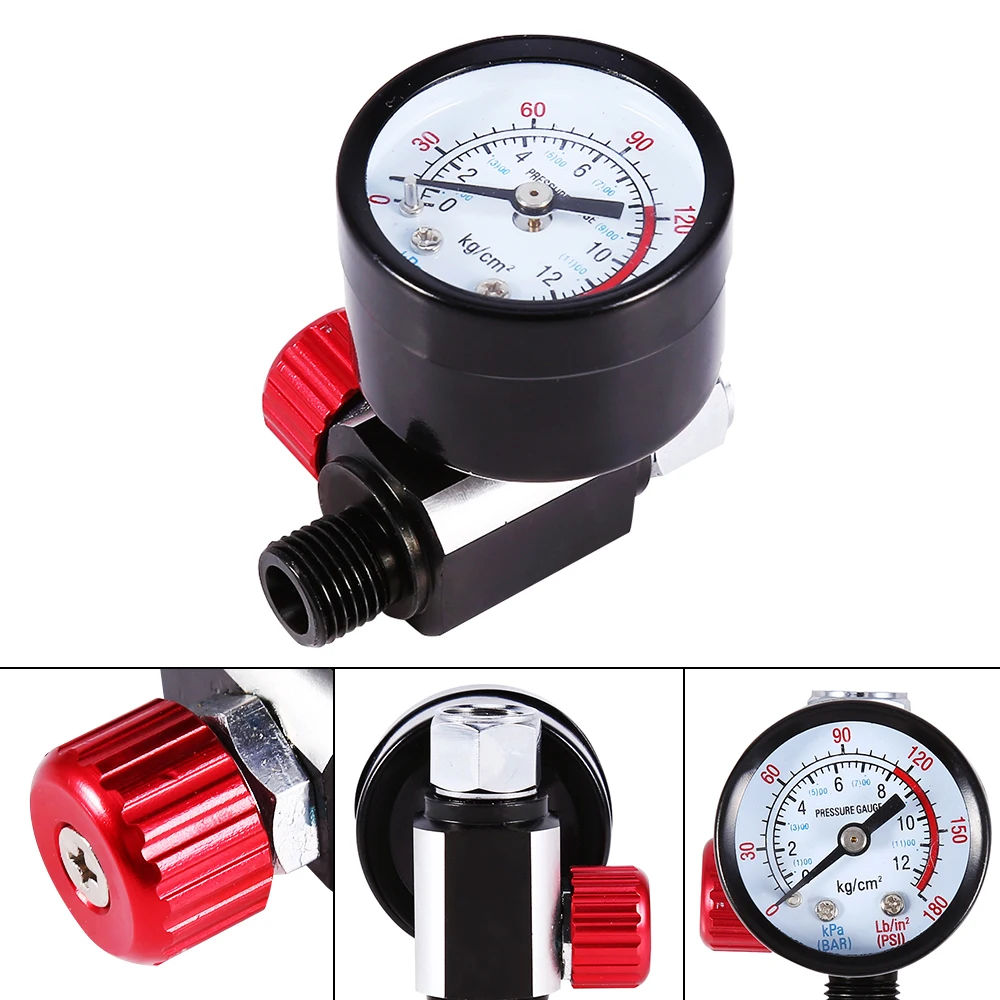 1/4'' BSP HVLP Spray Gun Air Regulator With Pressure Gauge Diaphragm