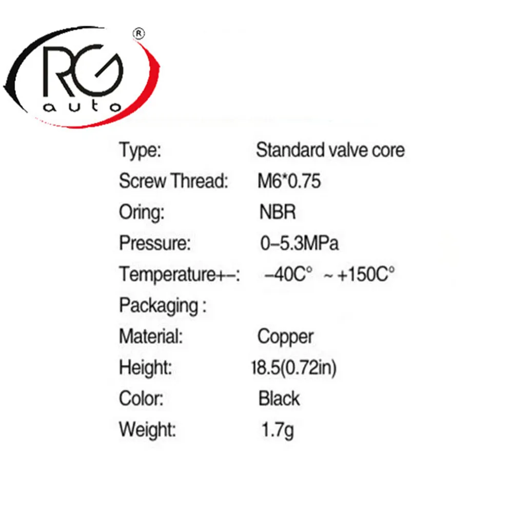 50 шт. M6* 0,75 NBR R12 R134A автомобильный Кондиционер A/C шин шток клапана стержень для удаления комплект медный клапан сердечник 18,5(0.72in