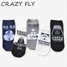 Магазин Crazy Fly модные креативные европейские печатные роботы носки с героями мультфильмов короткие низкие носки с забавными носками хлопковые уличные модные скейт