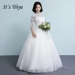 Это yiiya Off White продаж Половина рукава Свадебные платья лето суд Поезд с вышивкой очаровательные роскошные свадебные платье D307