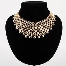 Mujeres hipérbole collar de aleación de zinc de oro/plata plateó bolas collares amp colgantes collar de mujer femenina collier femme MDJB159