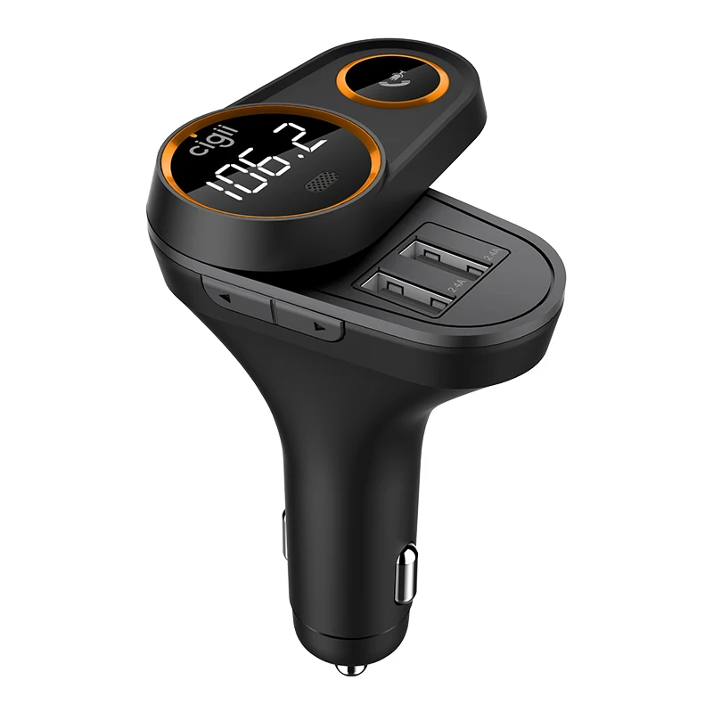 

LCAV Car Bluetooth Charger FM Transmitter MP3 Player Hand-Free Kit With Dual USB Charging Port New Slide Model