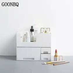GOONBQ 1 шт. 2 слоя косметический стеллаж для хранения пластмассовый Макияж Box Главная Desktop для косметики для макияжа Организатор Box дропшиппинг
