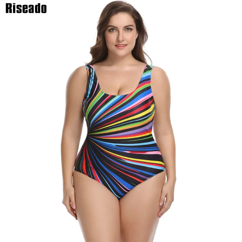 Riseado 2018 Plus Size Լողազգեստ Կանանց Մի կտոր Լողազգեստ Լողազգեստ U-Back Կանանց Լողազգեստ Պատահական Տպագրված Լողազգեստներ 3XL