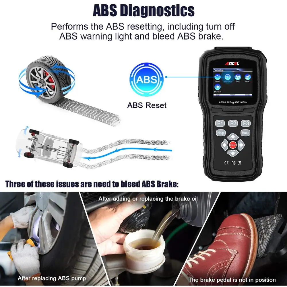 Профессиональный Автомобильный сканер ANCEL AD610 Elite OBD2 ECU ABS подушка безопасности SAS