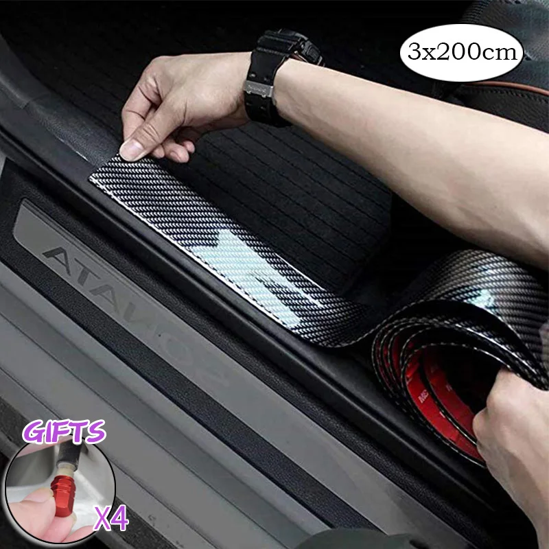 Universal Door Guard Bumper,Rear Bumper Guard Rubber and Rear Guard Bumper Protector Front Rear Door Entry Sill Guard Scuff Plate Protectors for Most Cars 100% Waterproof Width7CM long3M, Red