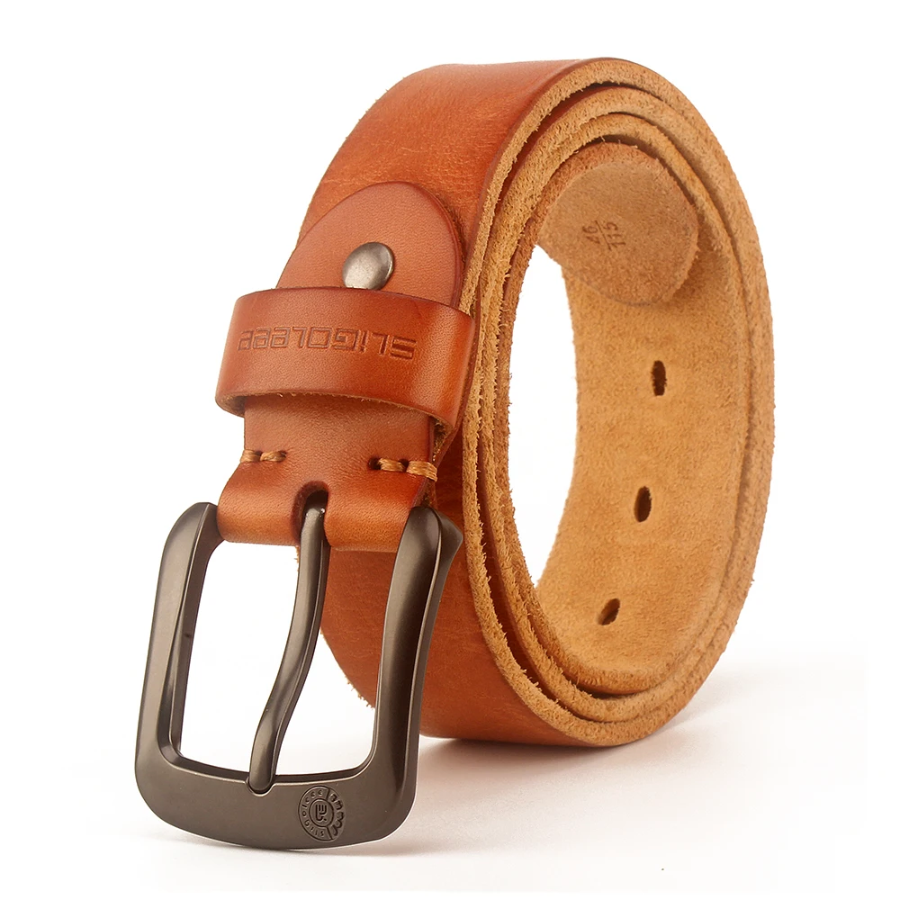 

SLIGOLEEE Vintage Cowboys Belt 100% full grain cowhide genuine leather designer belt for men high quality ceintures soft belt