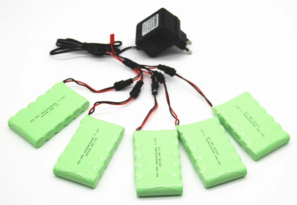 7,2 v 2400 mah AA Ni-MH аккумулятор с зарядным устройством большой емкости электрический игрушечный аккумулятор дистанционный автомобиль корабль Робот Перезаряжаемые 7,2 v 2400 mah