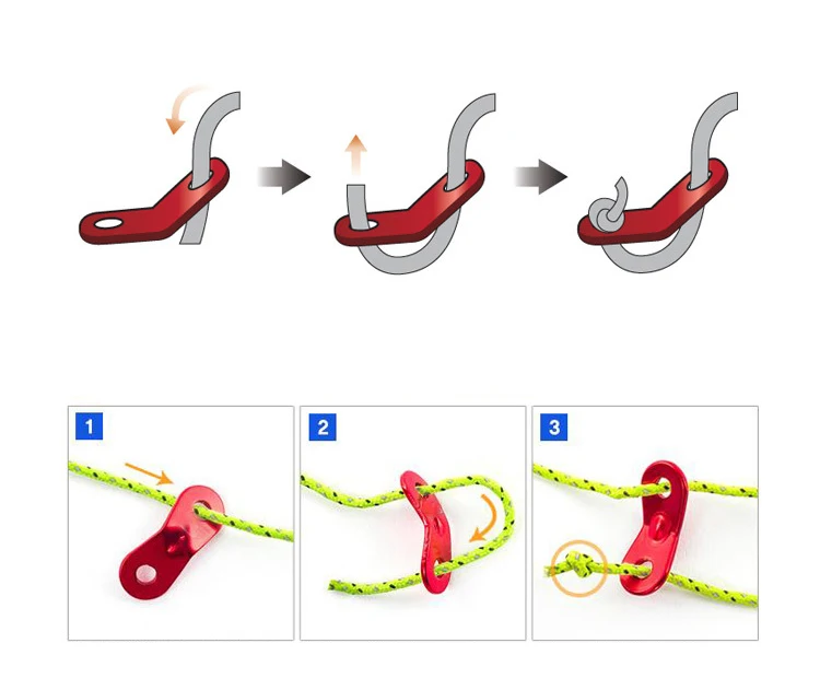 10 шт. ультра-светильник алюминиевый кемпинговый тент Пряжка крюк Открытый походный портативный тент ветровой стоппер для троса инструменты для палаток красный 2 отверстия 05