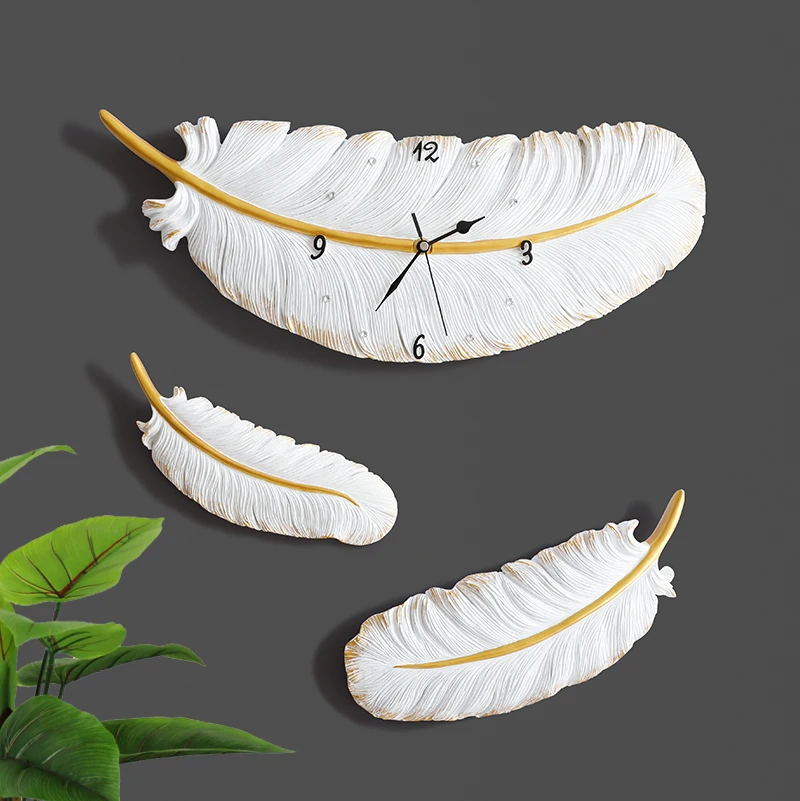 

Resin Wall Decor Silent Wall Clock Modern Design Leather office home decoration Living Room kitchen Clock Creative wall Watch