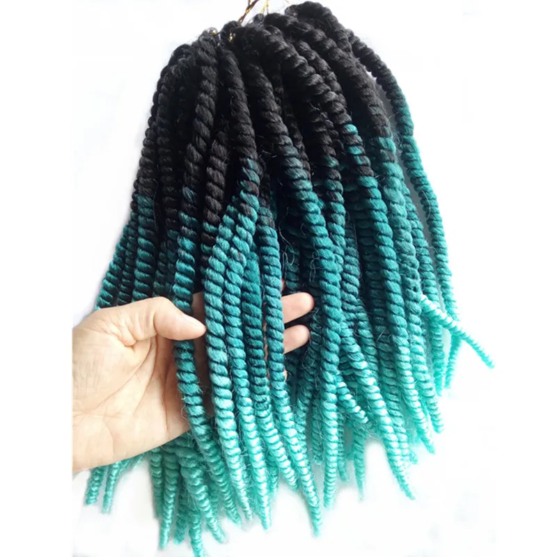 12 "4 пакеты Pervado волос Синтетический Havana твист 1B/зеленый Ombre вязанная косами волос 16 стоит низкая температура волокно