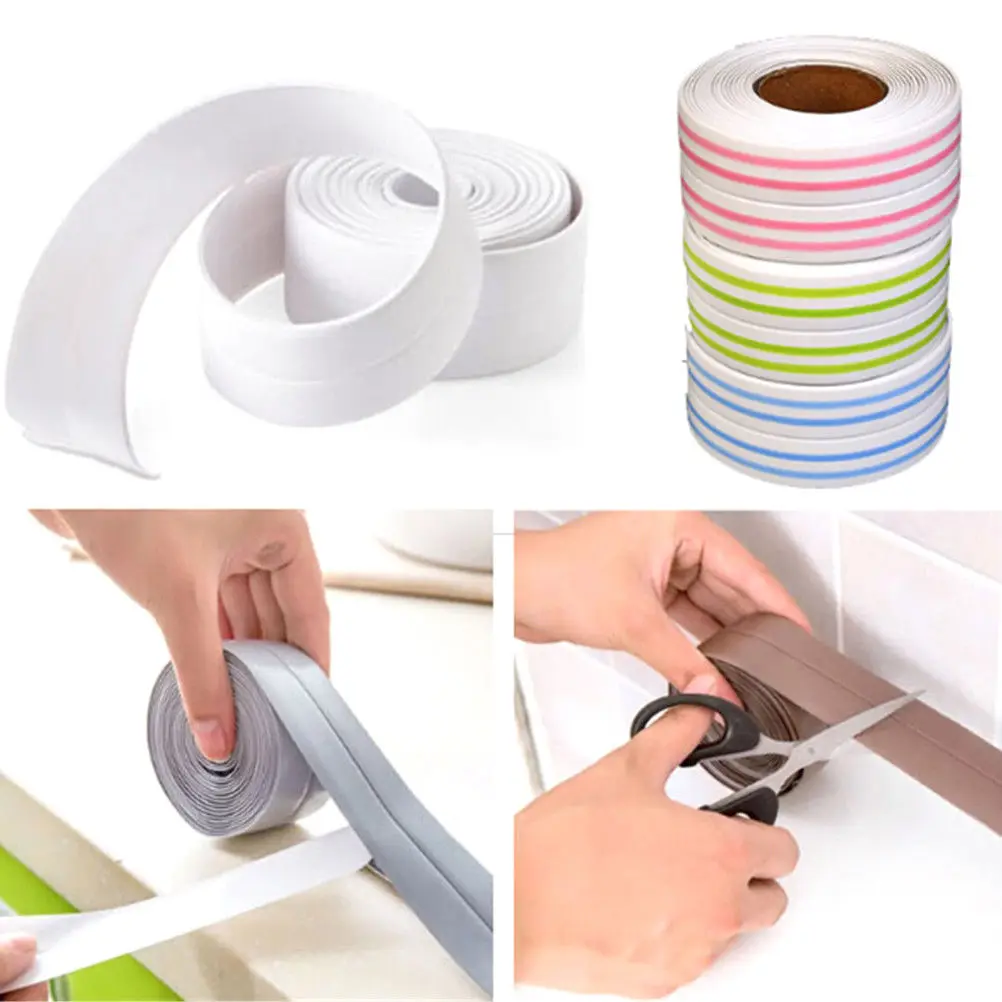 1 Roll PVC Bath Wall Sealing Strip Self Adhesive Kitchen Sink Basin