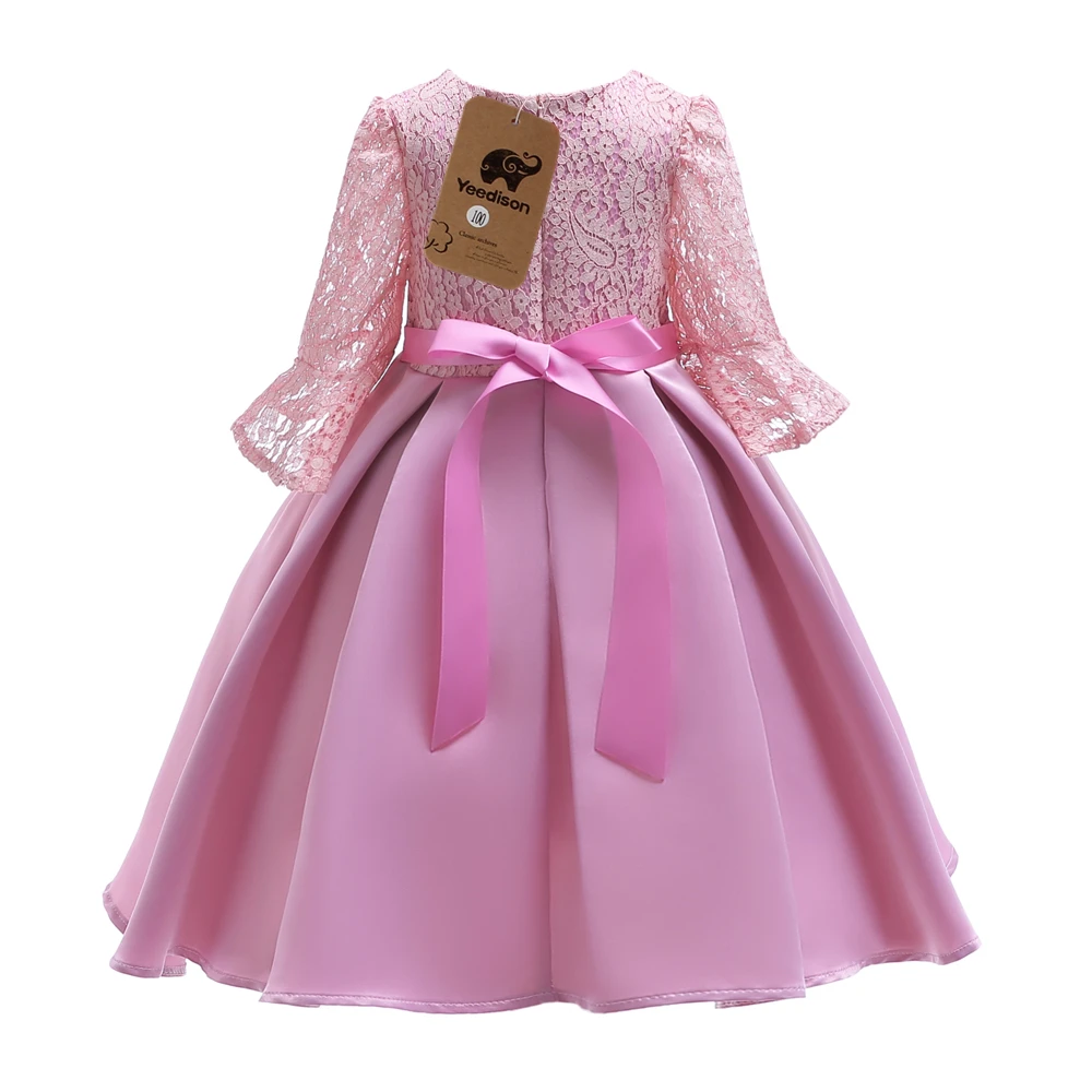 Pink Dress Girls Princess Lace Flower 2018 Children Evening Clothing Kids Dresses Prom Gowns For Girls Wedding Party 7 8 9 Years (10)