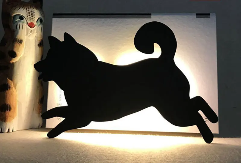 Light and Voice Sensor LED Dog Night Light Cute Cat Night Lamp Baby Nursery Lamp Battery Powered Wall Lamp For Home Decoration (8)