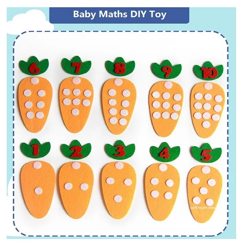 

DIY Math Matching Game Montessori Toys Carrot Number 1-10 Counting Toy Children Preschool Mathematics EducationLearning 3 Years