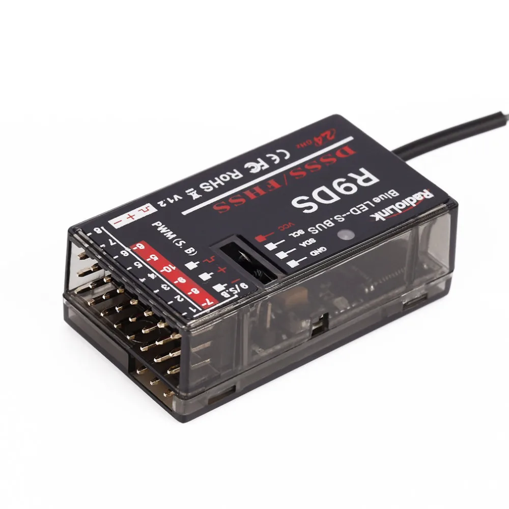 

1Pcs RadioLink R9DS 9CH 9 Channel Receiver 2.4Ghz For AT10 AT9 Transmitter RC Multirotor Support For S-BUS