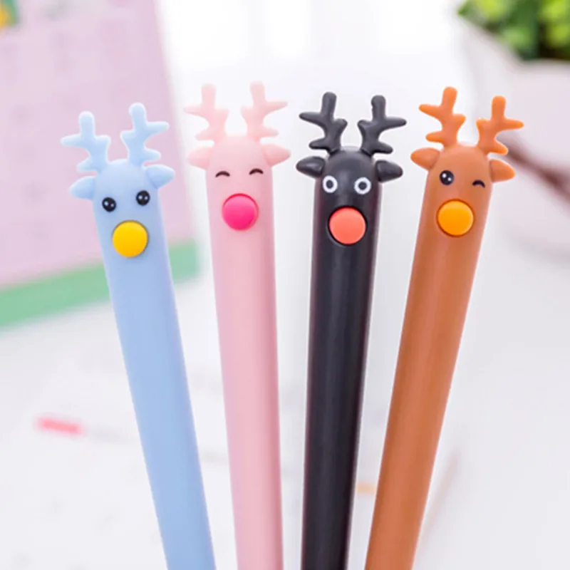 

1pcs Christmas Reindeer Gel Ink Pen Student Stationery Escolar Canetas Gift Office School Supplies Gifts Awards for Kids