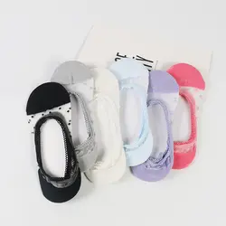 Донг AI модные Стиль Лоферы Кружевные носки для девочек короткие носки противоскользящие невидимые носки по щиколотку 2019 носки на лето из