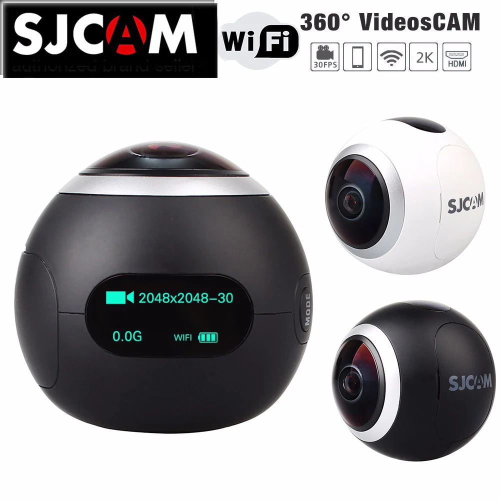 Оригинальная Спортивная Экшн-камера SJCAM SJ360 Panorama WiFi 2K 30fps 12 МП объектив рыбий глаз 220 градусов FOV VR запись видео