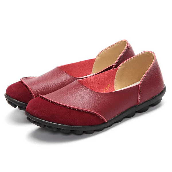 YAERNI/; женская обувь; сезон весна-лето; лоферы из натуральной кожи; однотонные слипоны с круглым носком; обувь ручной работы на плоской подошве; W060 - Цвет: wine red