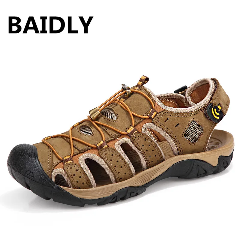 

New Summer Men's Sandals Outdoor Casual Shoes Genuine Leather Sandals Non-slip Sneakers Men Beach Slippers