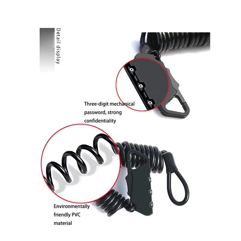 Мини-кабель с блокировкой паролем, 3 бита, цинковый сплав, ПВХ, стальная проволока, безопасные защитные Пружинные комбинированные замки для велосипедного шлема, детской коляски