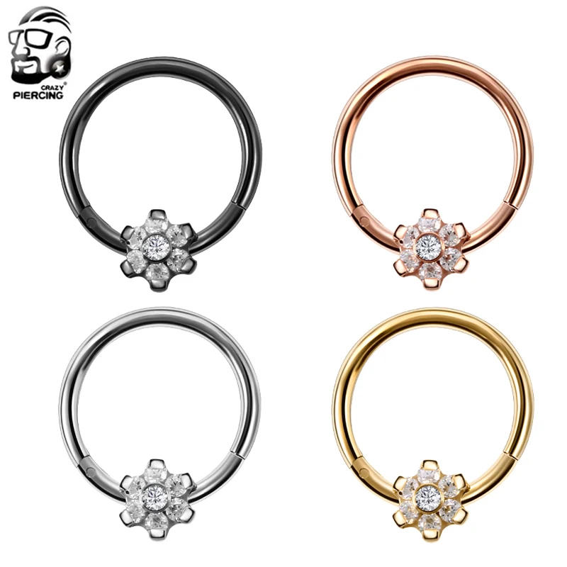 

1PC 316L Surgical Steel Hinged Segment Nose Ring Hoop Septum 16G Nipple Clicker Ear Cartilage Tragus Lip Body Piercing Jewelry