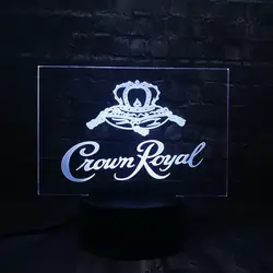 2019 Роман иллюзия RGB светодиодный акрил Crown Royal логотип декор домашнего бара USB зарядки 7 цветов настольный ночник дети друзей подарок