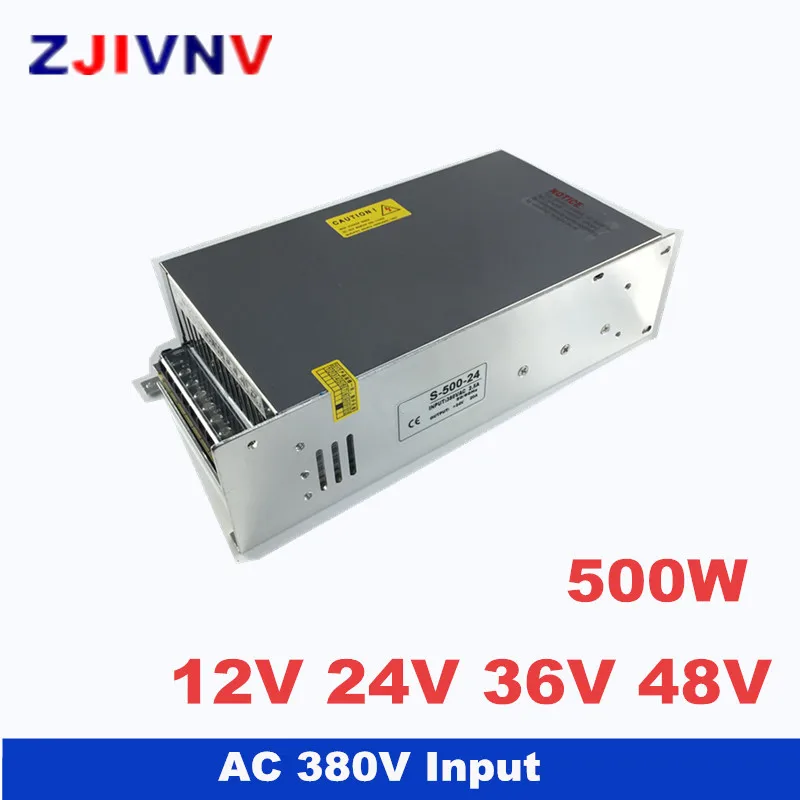 500W switching power supply output 12v 24v 36v 48v input 380vac power supply 12v 40A, 24V 20A
