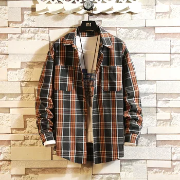 

Plaid High Quality Janpan Style 2019 Spring Long Sleeve Shirt Men Casual Plus Asian Size M-5XL