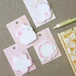 4 шт./компл. Kawaii Sakura Rabbit Sticky Note канцелярские принадлежности розовый блокнот для заметок офисные школьные принадлежности