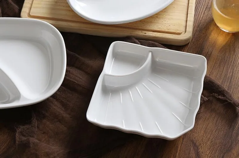 Белая имитация фарфоровой посуды тарелка двойной картофель фри тарелка креативная необычная тарелка для закуски поднос