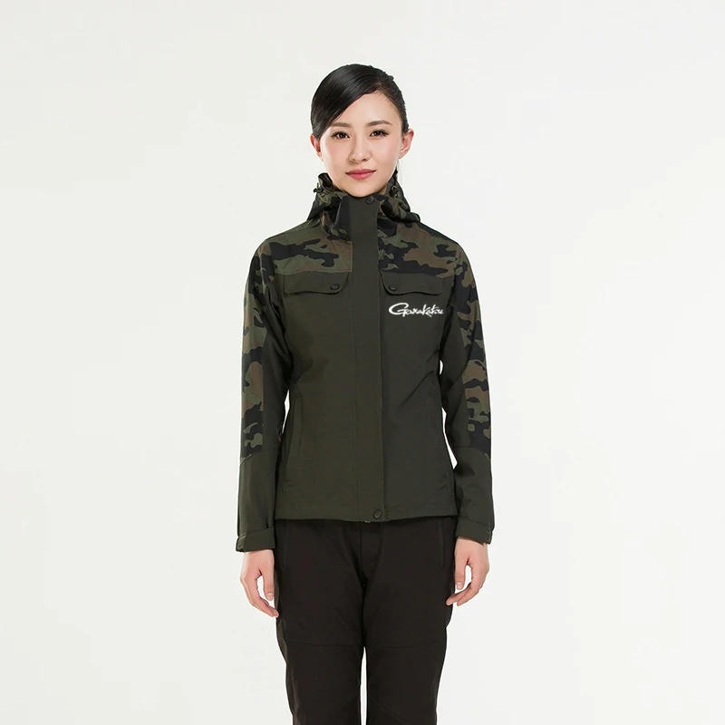 

2019 Women Outdoor sports Waterproof Windproof Gamakatsu Fishing Clothing Thick Fishing Jacket Anti-uv Clothes Two Piece Suit