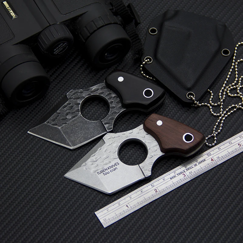 Дешевый Мини фиксированным лезвием Ножи тактический нож для шеи AUS 8A открытый Прямые ножи самообороны кемпинг инструменты охотничьи ножи инструмен...