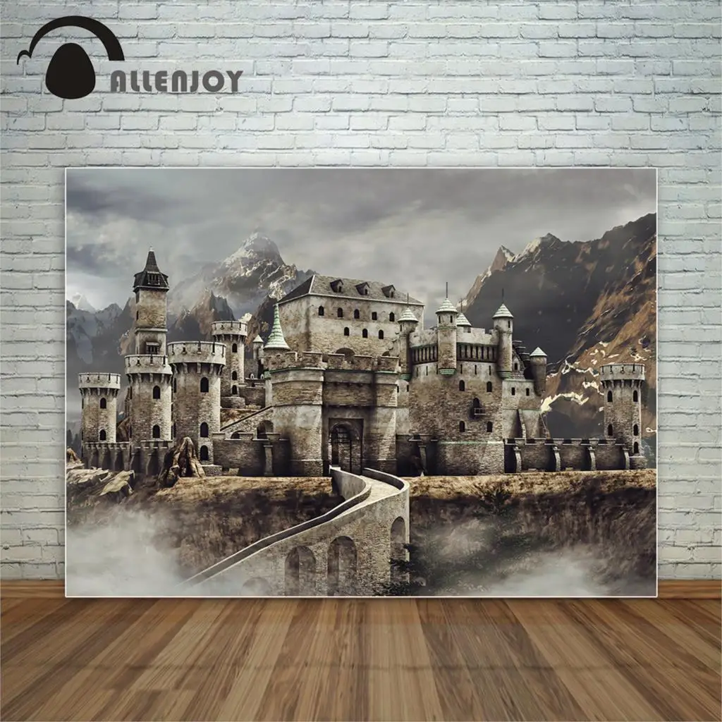 Allenjoy винтажный хмурый замок с мостом горный дым Фотофон украшения для домашней