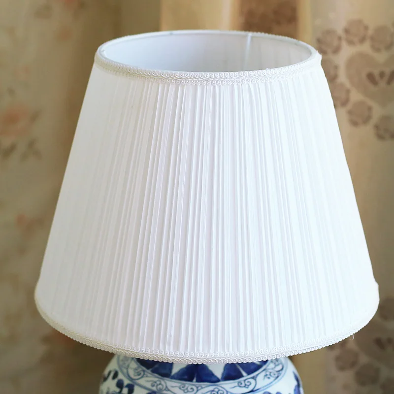 Белый цвет E27 ткань абажур лампы Крышка для керамических настольных ламп