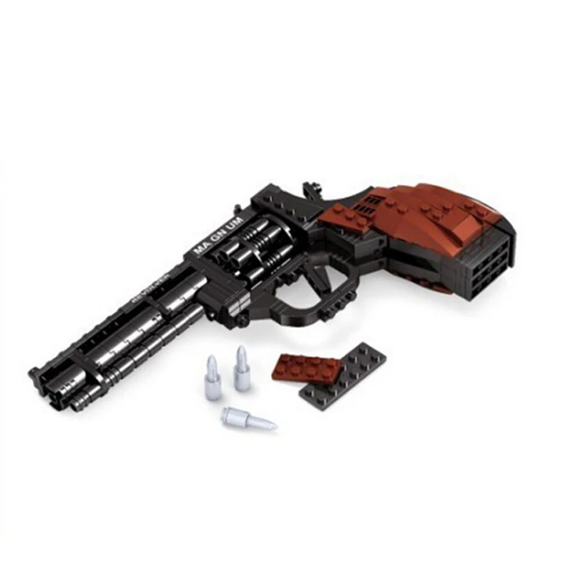 Ausini Gun Toy SWAT Magnum Revolver Pistol Power Gun Weapon Arms Model Assembled Toy Brick Building Blocks for Children